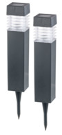 2 bornes lumineuses solaires à LED avec capteur de luminosité - Carrées Lunartec