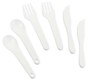 pack de 6 couverts légers en plastique incassable fourchette couteau cuillere blancs pour camping