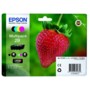 Pack de 4 cartouches originales Epson T2986 CMJN (cyan, magenta, jaune, noir) de la gamme Fraise, pour imprimantes jet d'encre Epson Expression Home