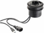 Hub USB encastrable Revolt avec 3 ports USB 2.0, une prise secteur et un passe câbles.