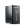 PC HP noir avec face avant rainurée, lecteur optique visible derrière son cache, bouton Marche/Arrêt, 4 ports USB et 2 prises casques apparents, tour vue de biais