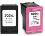 Pack de 2 cartouches remanufacturées compatibles HP 305 XL 3YM62AE et 3YM63AE de la marque Pearl