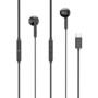 Écouteurs filaires USB-C noirs izzy avec télécommande trois boutons et micro intégré