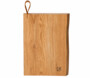 Planche à découper en chêne massif Pearl avec lanière en cuir et grain de bois naturel apparent