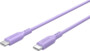 Câble USB-C vers USB-C Goobay en silicone lilas avec connecteurs argentés à fentes de flexion