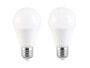 Deux ampoules LED E27 blanc du jour de 9 watts avec 3 niveaux de luminosité réglables.