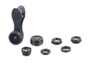 Kit de lentilles interchangeables à clipser pour smartphone avec clip de fixation et plusieurs objectifs et bagues adaptateurs