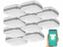 Pack de 10 détecteurs de fumée WLAN RWM-190.app avec pile, accessoires de montage (2 chevilles, 2 vis, 1 patch adhésif) et mode d'emploi en français