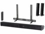 Pack avec barre de son MSX-720.bt (kit de 2 pièces), télécommande, chargeur secteur, câble optique, câble jack 3,5 mm, 2 câbles pour enceintes (1 x 10 cm, 1 x 2,5 m), support mural (préassemblé), visserie de fixation, 2 pieds et support de barre de son