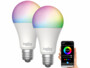 2 ampoules LED connectées LAV-400.rgbw avec culot E27 de la marque Luminea Home Control