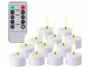 12 bougies chauffe-plat LED effet flamme rechargeables et télécommandées de la marque Lunartec