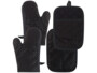 Pack de 2 maniques et 2 dessous de plat noirs pour gauchers et droitiers