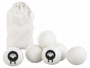 6 balles de séchage réutilisables en laine Ø 7 cm vue des 6 balles avec la housse de transport