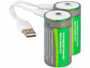 2 accus type D 5400 mAh avec port de chargement USB