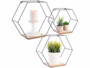 3 étagères murales hexagonales en 3 tailles
