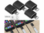 4 adaptateurs avec connecteur Lightning et port USB-A de la marque Callstel, avec transfert de données USB 3.0, fonction Plug and Play et connecteurs en aluminium, avec photo de mise en situation d'un adaptateur branché à un iPhone