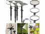 Pack de 4 spots de jardin haute puissance avec piquet en 2 parties, matériel de montage pour fixation murale et mode d’emploi en français