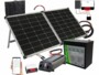 Pack avec convertisseur de tension, régulateur de charge MPPT-90.app, panneau solaire avec câble de raccordement 5 m, batterie LiFePO4, câbles de raccordement pour panneau solaire, câbles de raccordement pour batterie et modes d'emploi en français