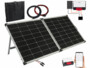 Pack avec régulateur de charge MPPT-90.app, panneau solaire avec câble de raccordement 5 m (compatible MC4), câble de connexion pour panneau solaire, câble de connexion pour batterie (cosses M6) vers régulateur de charge et modes d'emploi en français