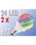 Image article 2 Ampoules globe 24 LED SMD E27 couleur changeante