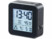 réveil de profil avec affichage de la température du taux d'humidité et des alarmes avec rétroéclairage