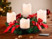 Couronne de l'Avent avec ornements rouges & 4 bougies à LED