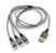 Câble de chargement 3 en 1 de 120 cm par Callstel. Câble tressé résistant.