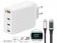 Image article Chargeur secteur GaN 4 ports USB-A / USB-C 120 W avec câble USB-C – blanc