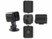 Micro caméra IP Full HD IPC-85.mini coloris noir avec support, câble USB, matériel de montage et mode d'emploi en français, illustrée fixée au support avec vue de ses 4 quatre faces (dessus, dessous, côté droit, côté gauche)