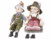 Image article 2 poupées en porcelaine avec costume bavarois traditionnel - Garçon et fille