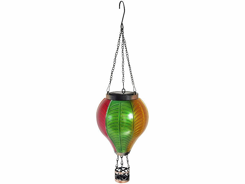 Lanterne Solaire LED Montgolfière Flamme Vacillante - Lampe Extérieure Décorative
