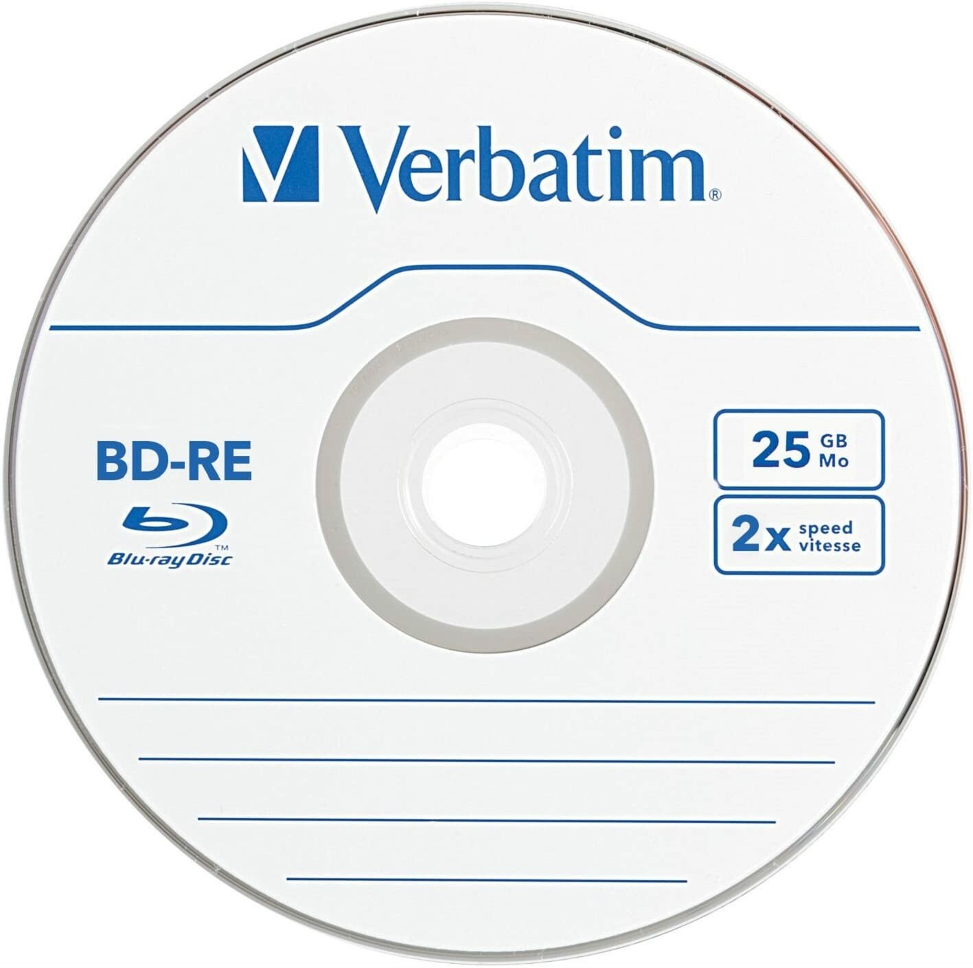VERBATIM CD DVD vierge Blu-ray réinscriptible - 135min - 25 Go - 2x - 5  pièces boite cristal pas cher 