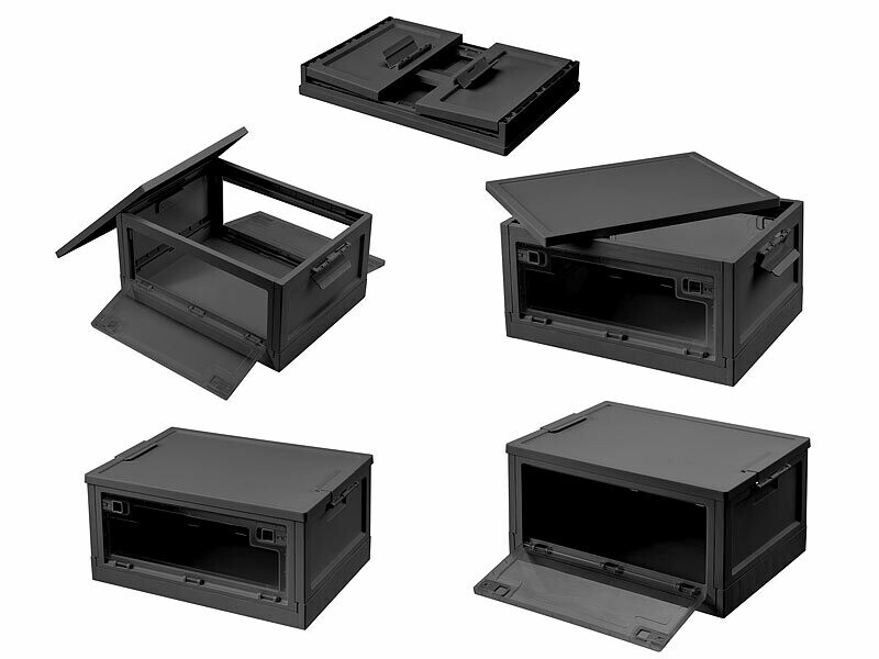 Xcase Lot De 2 Boîtes De Rangement Pliables 30L Avec Couvercle Et Plateau MDF - Idéal Camping Et Maison