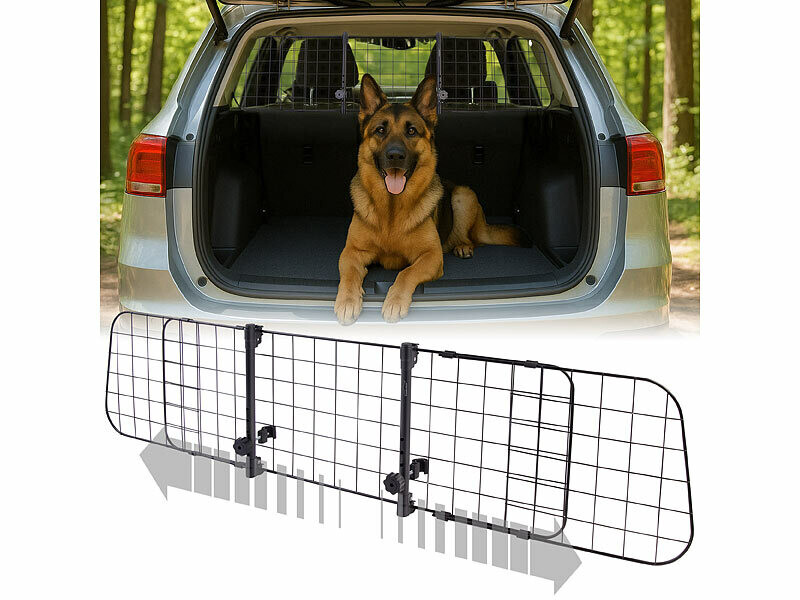 Filet De Séparation Pour Chien Dans Coffre - 120x90 Cm - Pliable - 4 Crochets Inclus - Double Couche