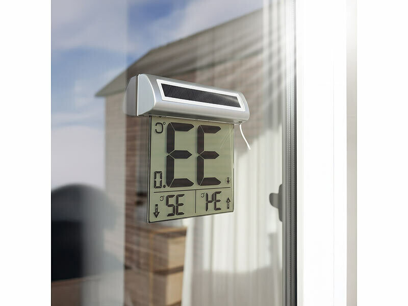 Thermomètre De Fenêtre Numérique TFA Vision Anthracite - Température Extérieure, Max/Min, Fixation Simple Sans Percer