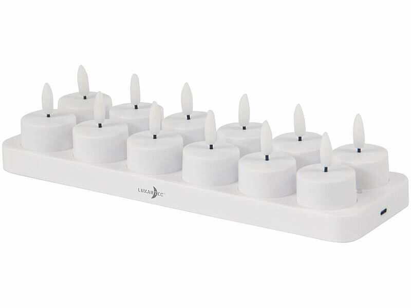 12 bougies chauffe-plat LED rechargeables et télécommandées | Bougeoirs