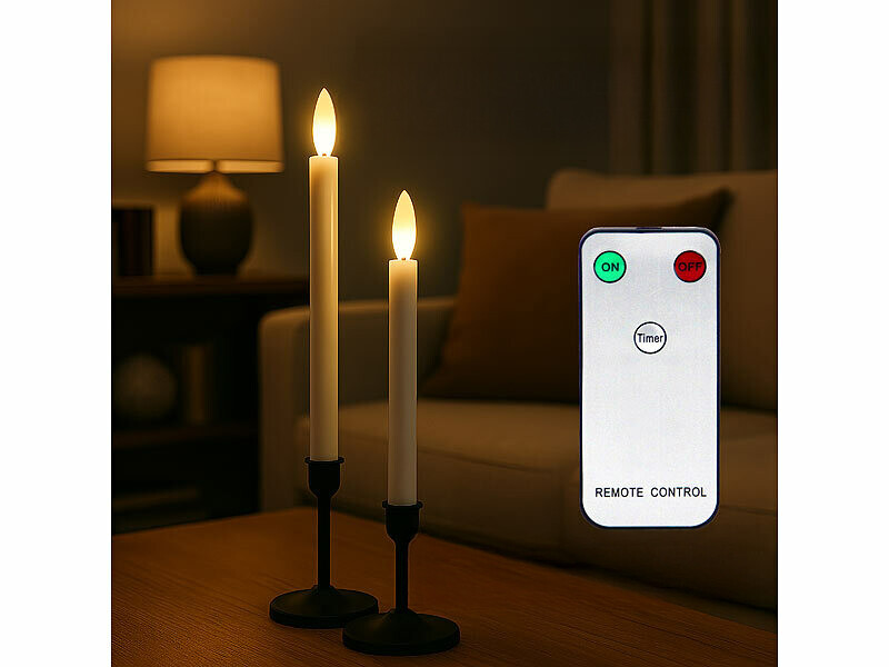 Koelaa Bougie LED, 2 Paquets, Bougies LED Rechargeables, Bougie sans Flamme, Rechargeable Bougie LED avec USB Chargeur Cable, Bougie Rechargeable par USB avec Télécommande, Bougies de Noël-7.5 * 10cm