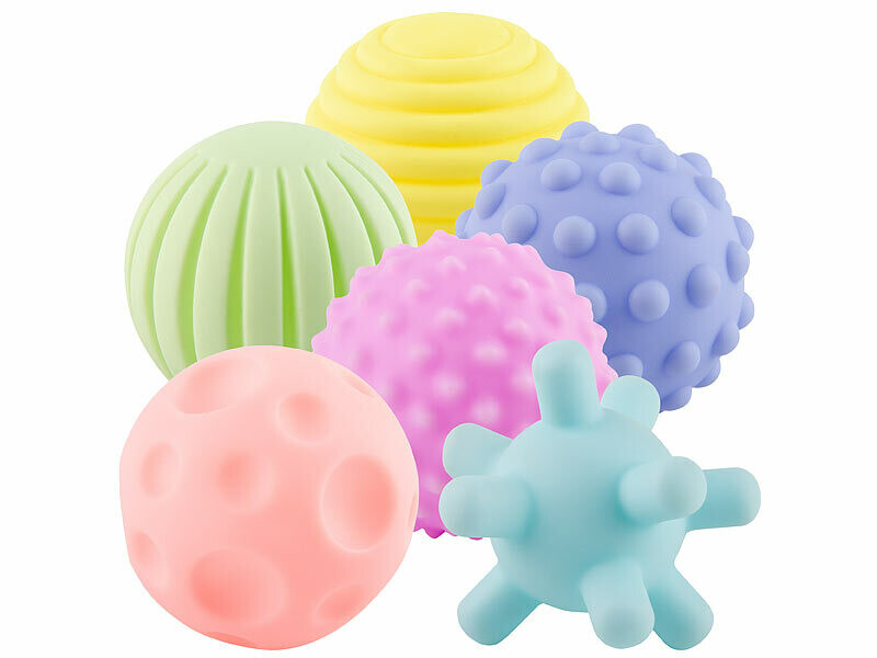 Lot De 6 Balles De Massage Sensoriel Pour Bébé - Textures Variées, Couleurs Vives - Stimulation Tactile Et Auditive - Sans BPA, Lavables