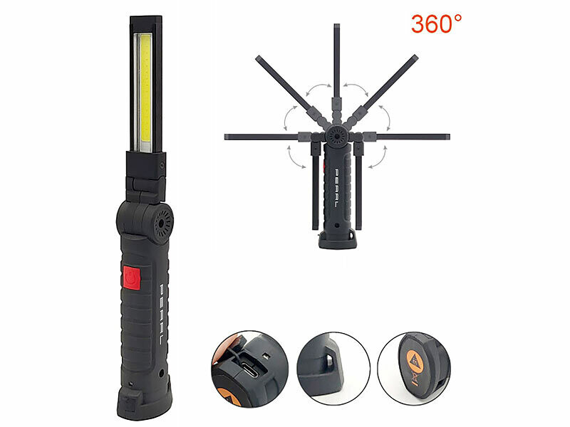 Lampe De Travail LED AuRiver – Rechargeable – Aimantée Et Rotative 360° – Noire