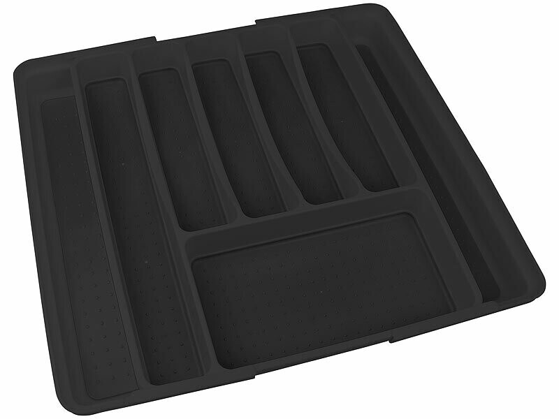 Bac à Tiroir 3-en-1 Extensible HornTide - Organisation Couverts, Ustensiles De Cuisine, Gris, Lavable Au Lave-vaisselle - 6