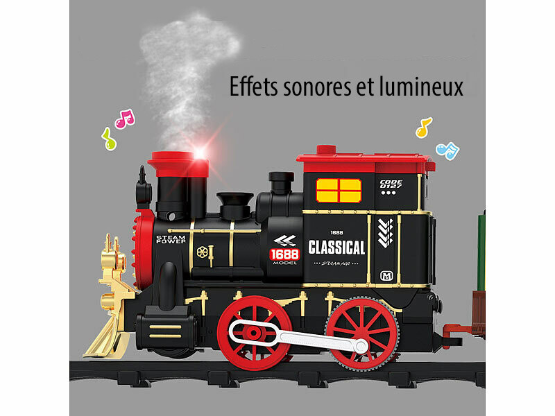 Train Électrique Jouet 4 Voitures - Modèle Réaliste Avec Sons & Lumières, Pour Enfants 3 Ans+