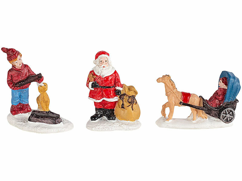 Village De Noël Lumineux 10 Pièces - Avec LED à Piles - Maisons, Figurines, Banc - Décor D'Intérieur Festif ~60cm