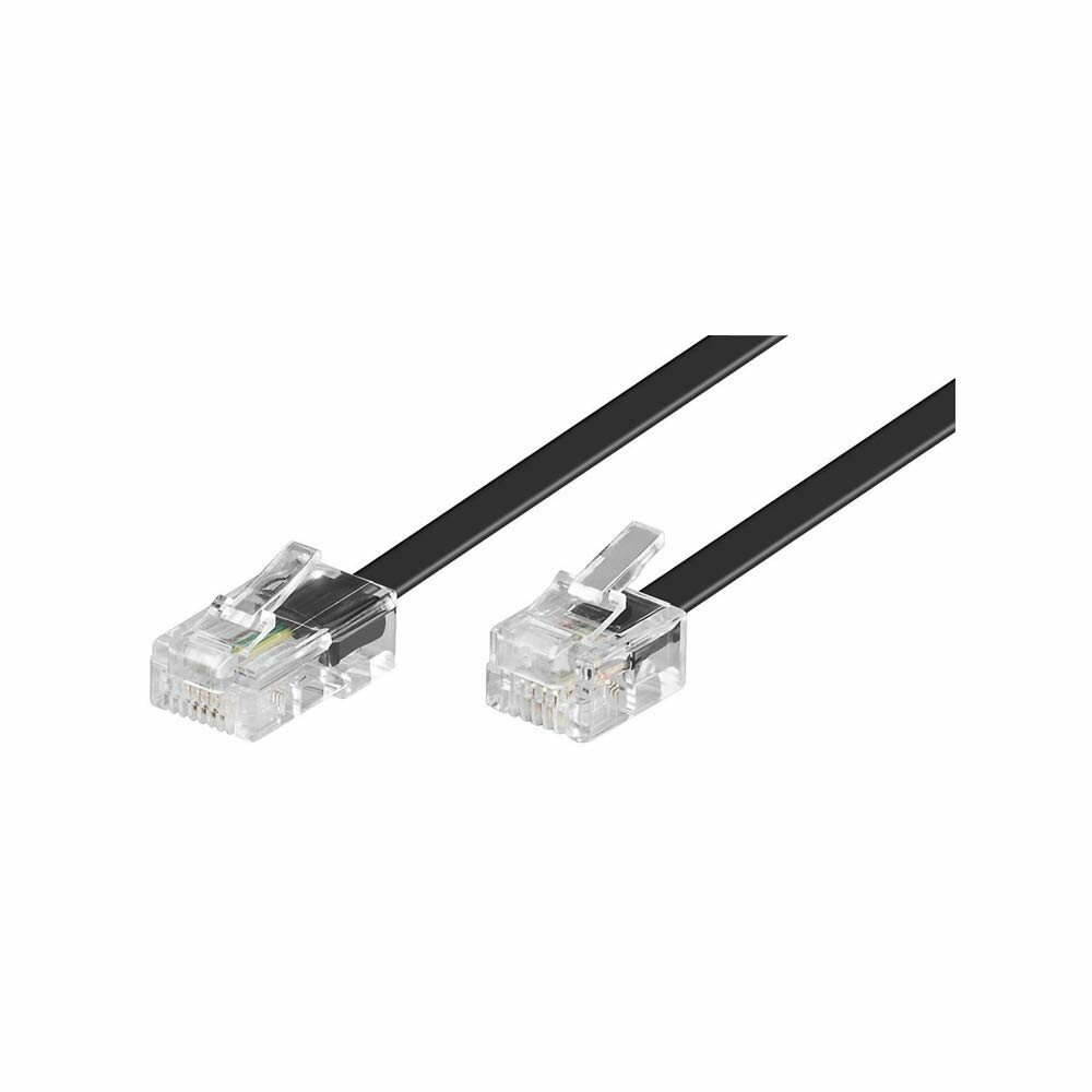 Câble Téléphonique RJ12 6/6 - 10 Mètres, Plat, Noir - Pour Téléphone, Fax, Modem - Connexion Stable