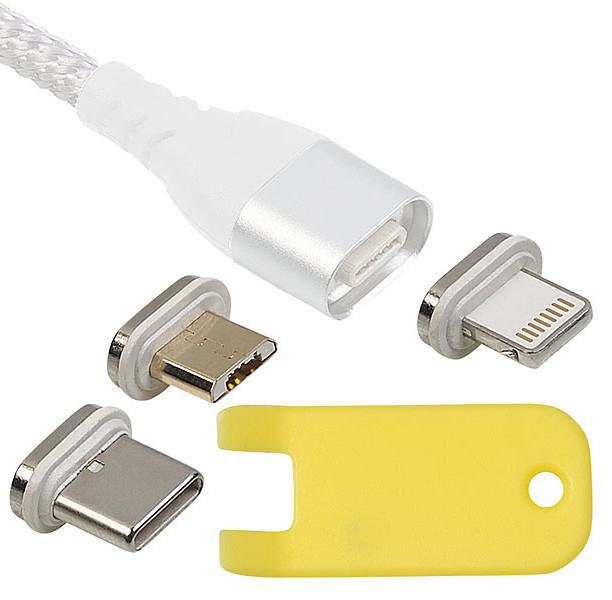 Câble de chargement USB magnétique avec Lightning / Micro USB / USB C, Câbles Lightning