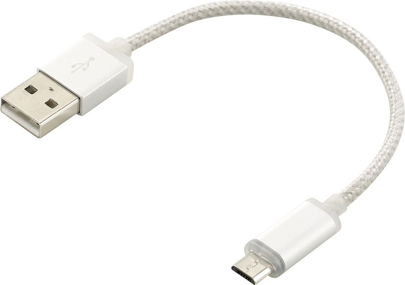 Câble Micro USB avec data transfert, couleur argent, avec voyant