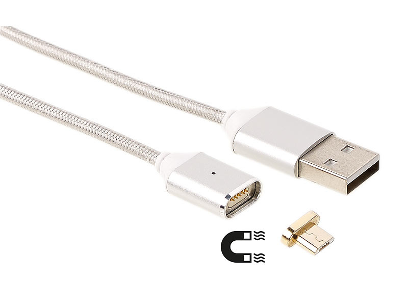 Câble de Chargeur Magnétique, 1m 3 en 1- Micro USB, Type C,IP Adaptateur