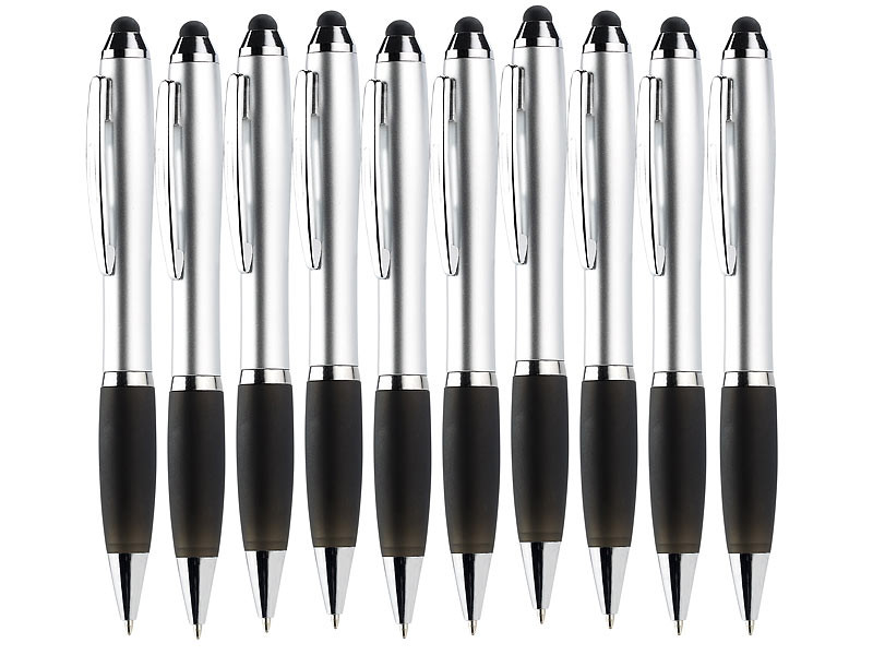 Lot de 10 stylos à bille et stylet 2 en 1 pour iPad et tablette
