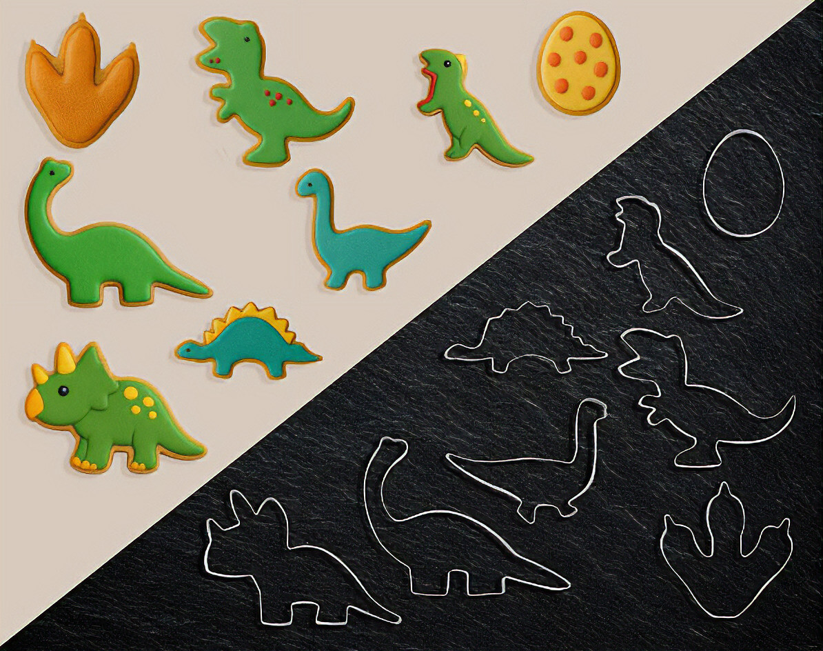 Lot De 10 Emporte-Pièces Dinosaures En Acier Inoxydable - Pour Biscuits, Pâte à Sucre, Fruits, Pâte à Modeler (Tailles Variables)