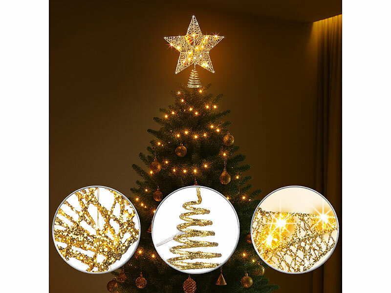  toile Dor e 25 Cm 20 LED Pour Sapin De No l Boules Et Ornements 