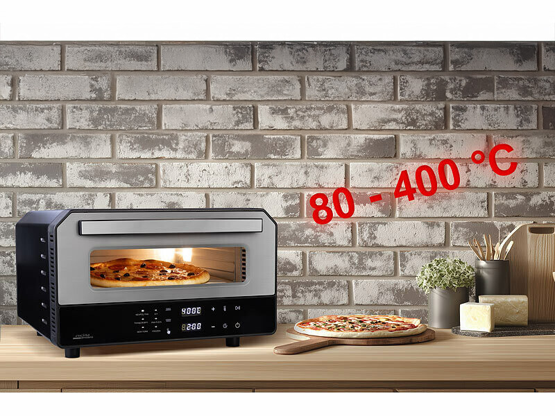 Four à Pizza Électrique GOURMETmaxx 1800W – Pierre 30 Cm, 400°C, Pizzas Maison & Surgelées En 3-4 Min